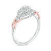 Thumbnail Image 1 of 0.18 CT. T.W. Diamond Frame Infinity Knot Shank Promise Ring in Sterling Silver and 10K Rose Gold