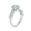 Thumbnail Image 3 of Oval Aquamarine and 0.21 CT. T.W. Diamond Frame Vintage-Style Bridal Set in 10K White Gold