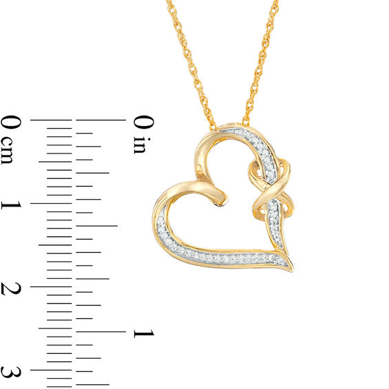 0.067 CT. T.W. Diamond Infinity Knot Tilted Heart Pendant in Sterling Silver with 14K Gold Plate