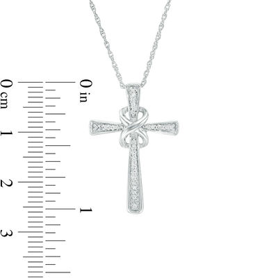 0.087 CT. T.W. Diamond Infinity Knot Cross Pendant in Sterling Silver