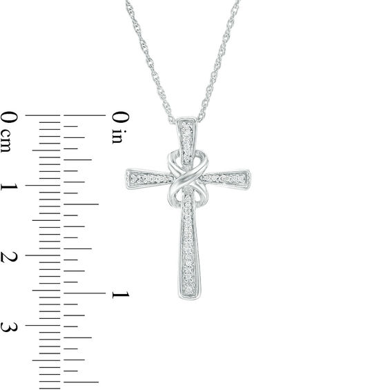 0.087 CT. T.W. Diamond Infinity Knot Cross Pendant in Sterling Silver