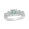 Thumbnail Image 0 of 6.0mm Aquamarine and 0.119 CT. T.W. Diamond Vintage-Style Vine Ring in 10K White Gold