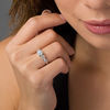 Thumbnail Image 1 of 6.0mm Aquamarine and 0.119 CT. T.W. Diamond Vintage-Style Vine Ring in 10K White Gold