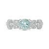 Thumbnail Image 2 of 6.0mm Aquamarine and 0.119 CT. T.W. Diamond Vintage-Style Vine Ring in 10K White Gold
