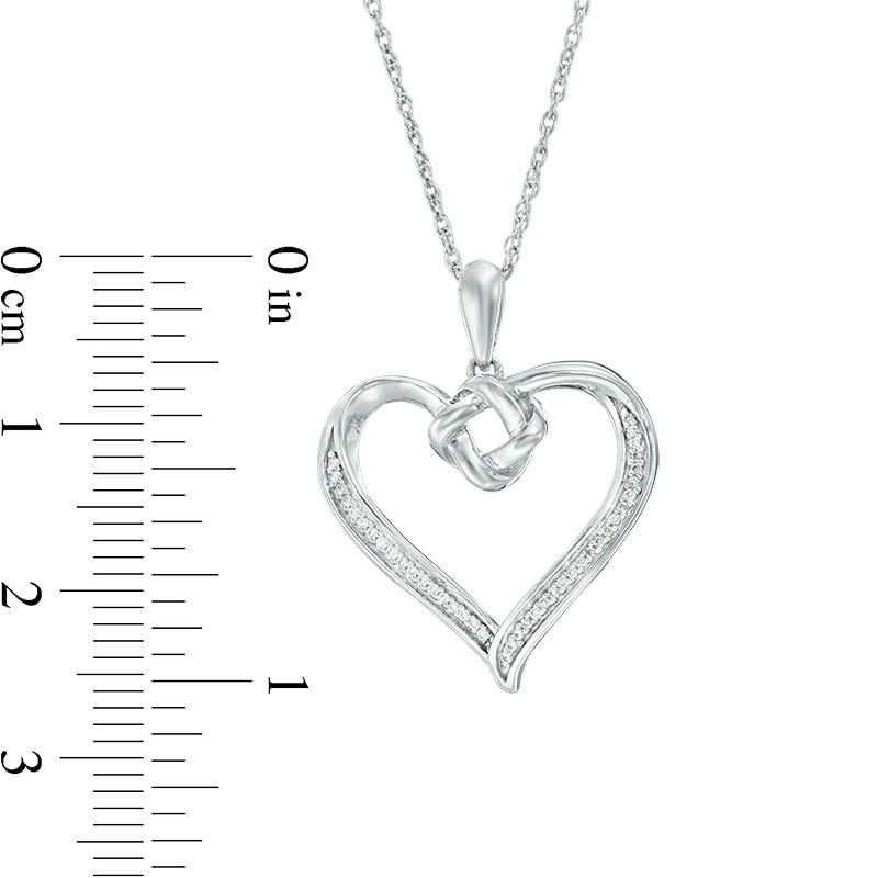 0.068 CT. T.W. Diamond Love Knot Heart Pendant in Sterling Silver|Peoples Jewellers