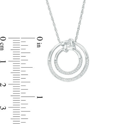 0.086 CT. T.W. Diamond Love Knot Double Circle Pendant in Sterling Silver