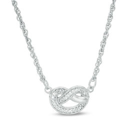 0.04 CT. T.W. Diamond Love Knot Pretzel Necklace in Sterling Silver - 17.5&quot;