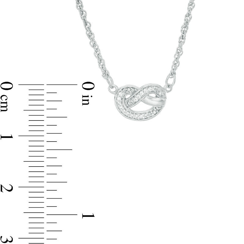 0.04 CT. T.W. Diamond Love Knot Pretzel Necklace in Sterling Silver - 17.5"|Peoples Jewellers
