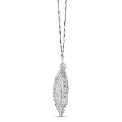 Vertical Feather Drop Pendant in Sterling Silver