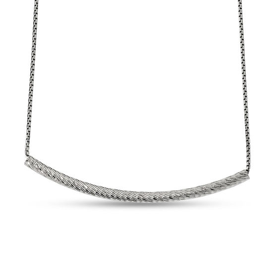 Curved Bar Necklace in Sterling Silver - 19"