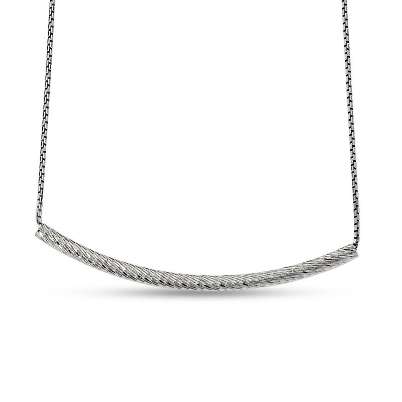 Curved Bar Necklace in Sterling Silver - 19"|Peoples Jewellers