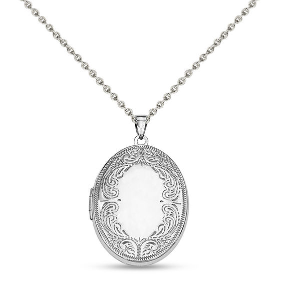 Oval Scroll Frame Locket in Sterling Silver