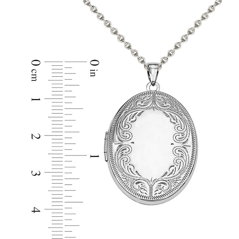 Oval Scroll Frame Locket in Sterling Silver|Peoples Jewellers