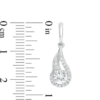 5.0mm Lab-Created White Sapphire Open Flame Drop Earrings in Sterling Silver