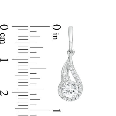 5.0mm Lab-Created White Sapphire Open Flame Drop Earrings in Sterling Silver