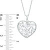 Thumbnail Image 2 of Multi-Shape Lab-Created White Sapphire Cluster Vintage-Style Frame Heart Pendant in Sterling Silver