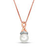 Thumbnail Image 0 of 6.0mm Freshwater Cultured Pearl and Diamond Accent Loop Pendant in 10K Rose Gold