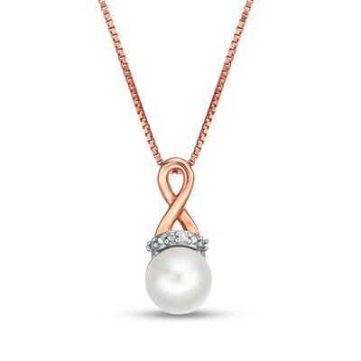 6.0mm Freshwater Cultured Pearl and Diamond Accent Loop Pendant in 10K Rose Gold