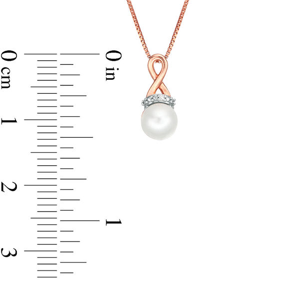 6.0mm Freshwater Cultured Pearl and Diamond Accent Loop Pendant in 10K Rose Gold