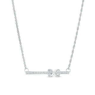 0.067 CT. T.W. Diamond Infinity Knot Bar Necklace in Sterling Silver - 16.75"