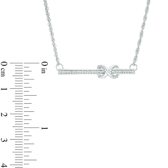 0.067 CT. T.W. Diamond Infinity Knot Bar Necklace in Sterling Silver - 16.75"