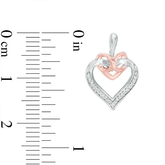 0.085 CT. T.W. Diamond Interlocking Infinity Heart Drop Earrings in Sterling Silver and 10K Rose Gold