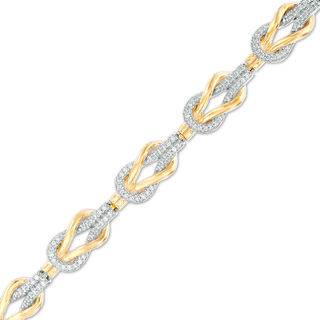 Unisex 10K Yellow Gold Diamond 8MM Two Row Cluster Bracelet 2.7 CT 7