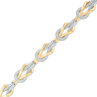 0.58 CT. T.W. Diamond Double Knot Bracelet in Sterling Silver with 14K Gold Plate