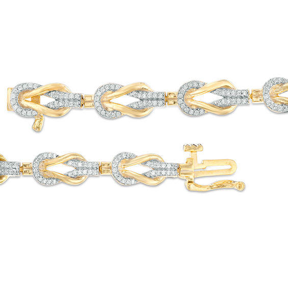 0.58 CT. T.W. Diamond Double Knot Bracelet in Sterling Silver with 14K Gold Plate