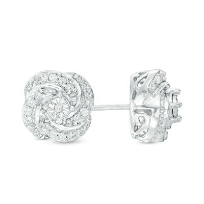 0.45 CT. T.W. Diamond Swirl Stud Earrings in 10K White Gold