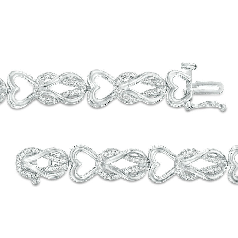 0.46 CT. T.W. Diamond Heart Double Knot Bracelet in Sterling Silver|Peoples Jewellers