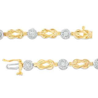 0.58 CT. T.W. Composite Diamond Double Knot Alternating Bracelet in Sterling Silver with 14K Gold Plate