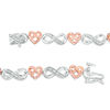 Thumbnail Image 1 of 0.115 CT. T.W. Diamond Infinity Heart Bracelet in Sterling Silver and 10K Rose Gold