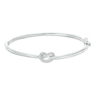 0.065 CT. T.W. Diamond Love Knot Pretzel Bangle in Sterling Silver