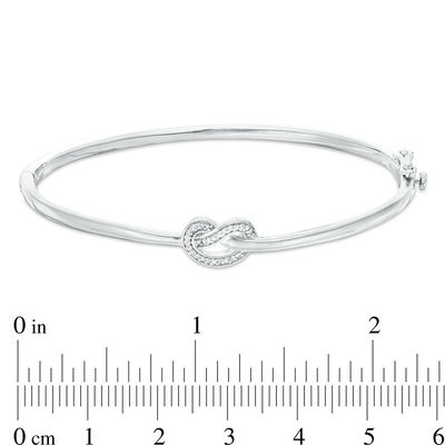 0.065 CT. T.W. Diamond Love Knot Pretzel Bangle in Sterling Silver