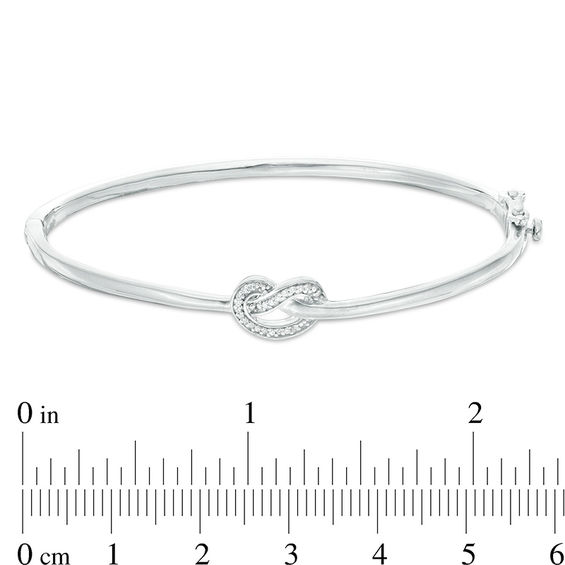 0.065 CT. T.W. Diamond Love Knot Pretzel Bangle in Sterling Silver