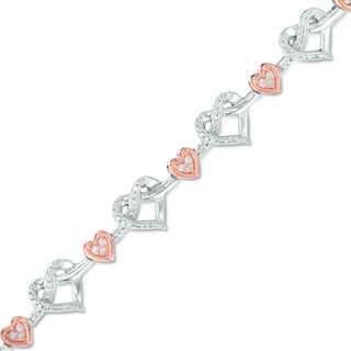 0.23 CT. T.W. Diamond Infinity Love Knot Bracelet in Sterling Silver and 10K Rose Gold