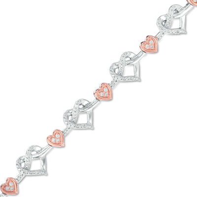 0.23 CT. T.W. Diamond Infinity Love Knot Bracelet in Sterling Silver and 10K Rose Gold