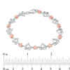 Thumbnail Image 2 of 0.23 CT. T.W. Diamond Infinity Love Knot Bracelet in Sterling Silver and 10K Rose Gold