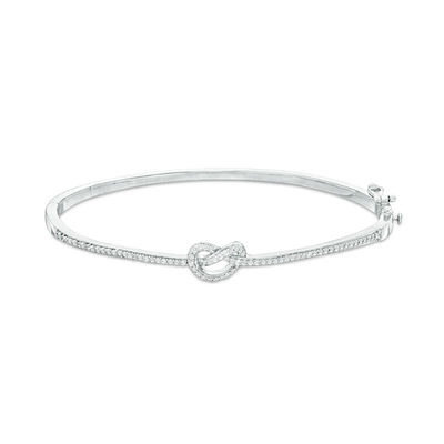 0.45 CT. T.W. Diamond Love Knot Pretzel Bangle in Sterling Silver