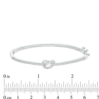 0.45 CT. T.W. Diamond Love Knot Pretzel Bangle in Sterling Silver