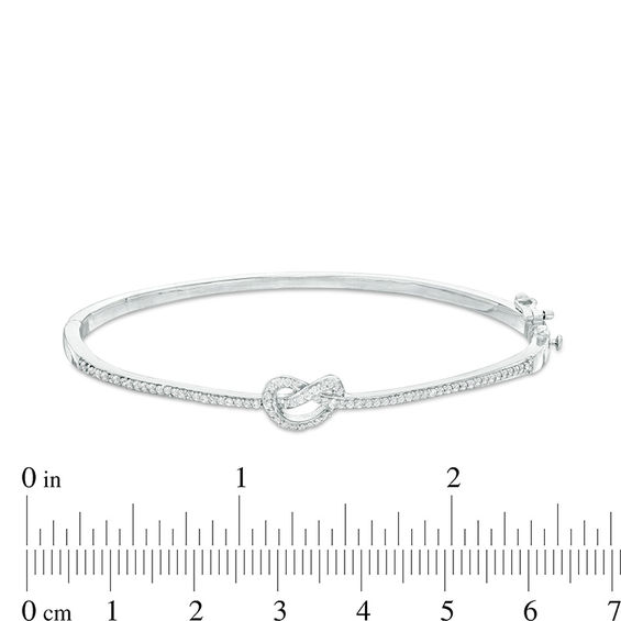 0.45 CT. T.W. Diamond Love Knot Pretzel Bangle in Sterling Silver