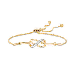 0.145 CT. T.W. Diamond Infinity Knot Bolo Bracelet in Sterling Silver with 14K Gold Plate - 9.5&quot;
