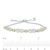 Thumbnail Image 2 of 0.38 CT. T.W. Diamond Infinity Knot and "X" Bolo Bracelet in Sterling Silver with 14K Gold Plate - 9.5"