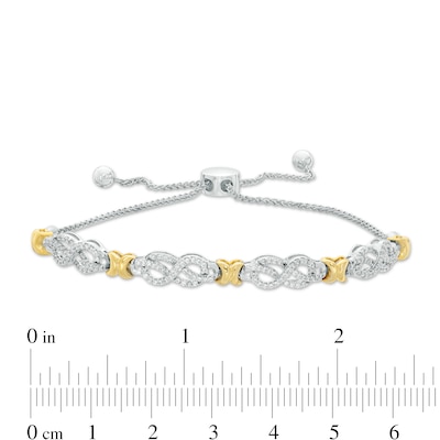 0.38 CT. T.W. Diamond Infinity Knot and "X" Bolo Bracelet in Sterling Silver with 14K Gold Plate - 9.5"