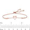 Thumbnail Image 1 of 0.18 CT. T.W. Diamond Love Knot Heart Bolo Bracelet in Sterling Silver with 14K Rose Gold Plate - 9.5"