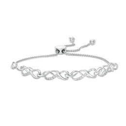 0.065 CT. T.W. Diamond Infinity Knot Bolo Bracelet in Sterling Silver - 9.5&quot;