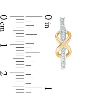 0.086 CT. T.W. Diamond  Infinity Knot Oval Hoop Earrings in Sterling Silver and 10K Gold