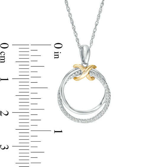 0.117 CT. T.W. Diamond Infinity Knot Interlocking Circles Pendant in Sterling Silver and 10K Gold