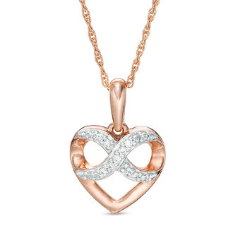 10K Fremada Rose Gold Cognac and White Diamond Accent Heart Necklace Pendant outlet